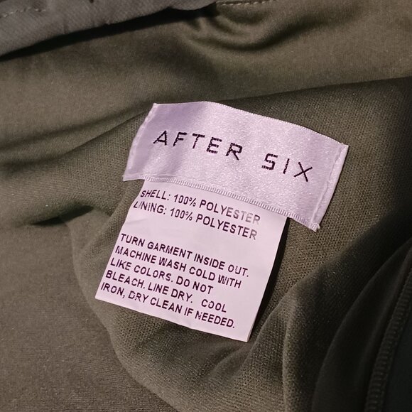 NEW After Six Puff Sleeve Chiffon Maxi Dress w/ Front Slit, Vineyard Green, 14 - Picture 11 of 15